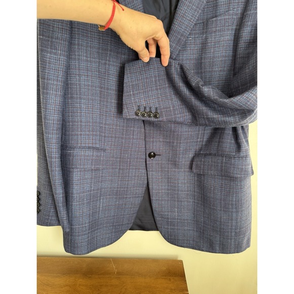 Ermenegildo Zegna Blazer - Cashmere Silk And Linen Blue With White And Burgundy - Picture 4 of 15